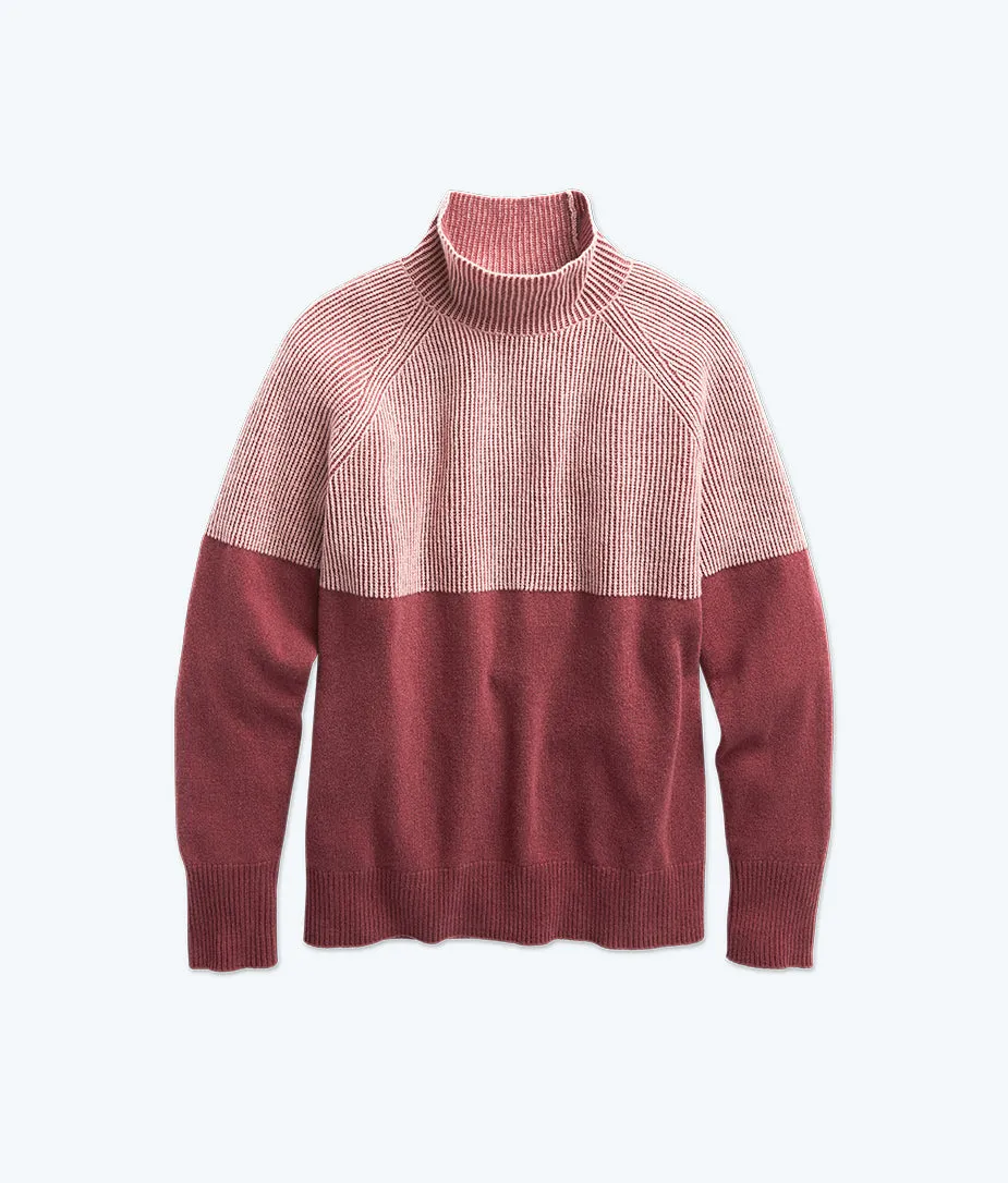 The Luxe Cashmere Blend Two-Tone Sweater - Rosewood & Shell