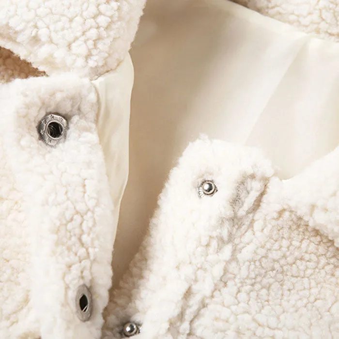 Thicker White Short Teddy Faux Fur Cropped Jacket Winter Coats