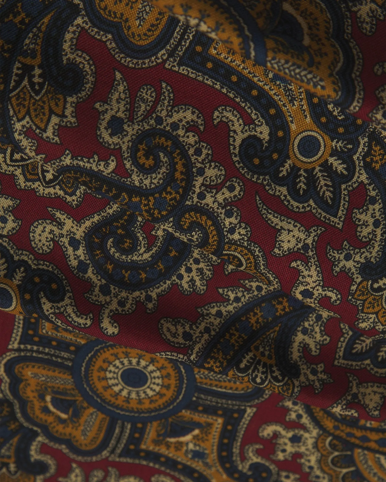 UK Wool and Silk Scarf - Paisley in Red