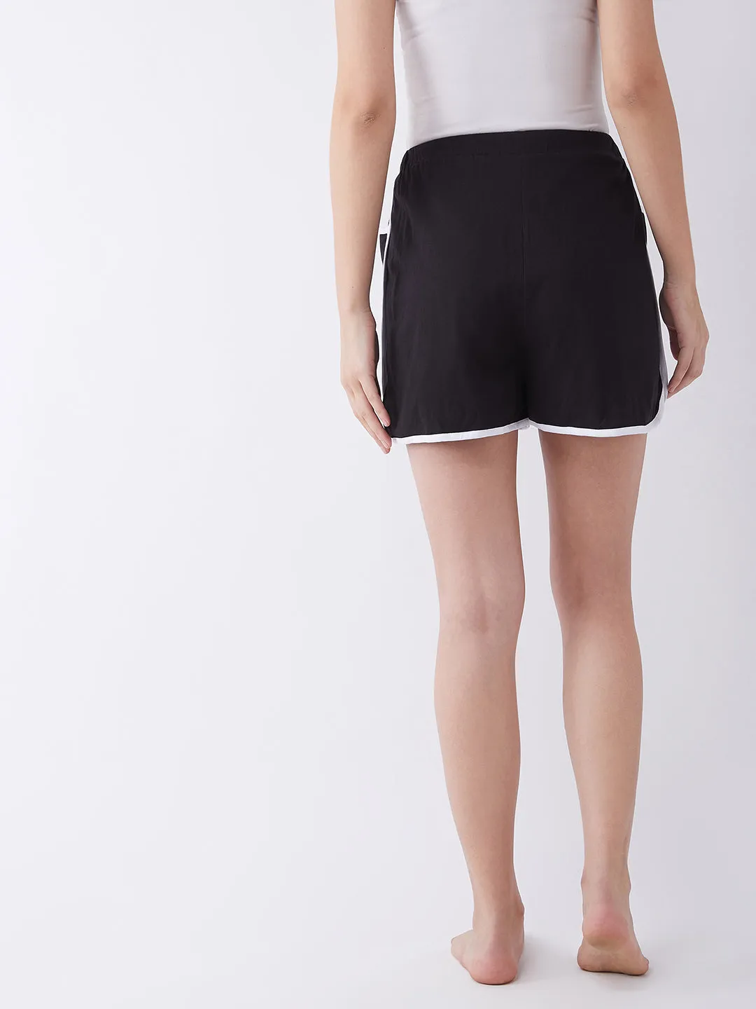 Women's Black Solid Regular length Shorts