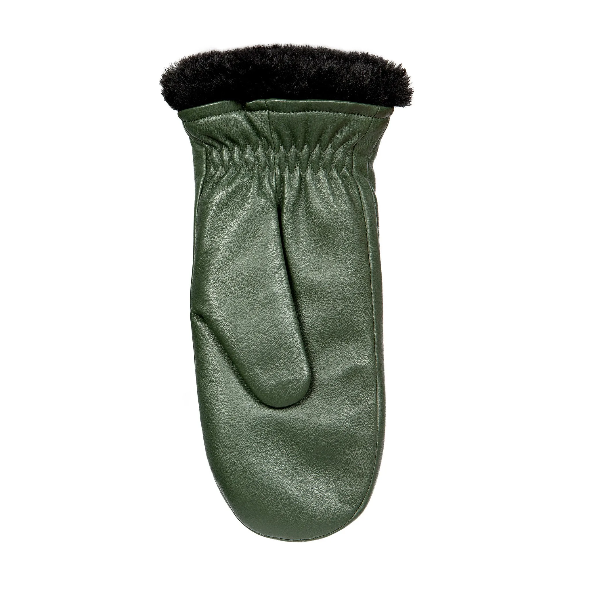 Women’s Three-Point Faux Fur-Lined Leather Mittens