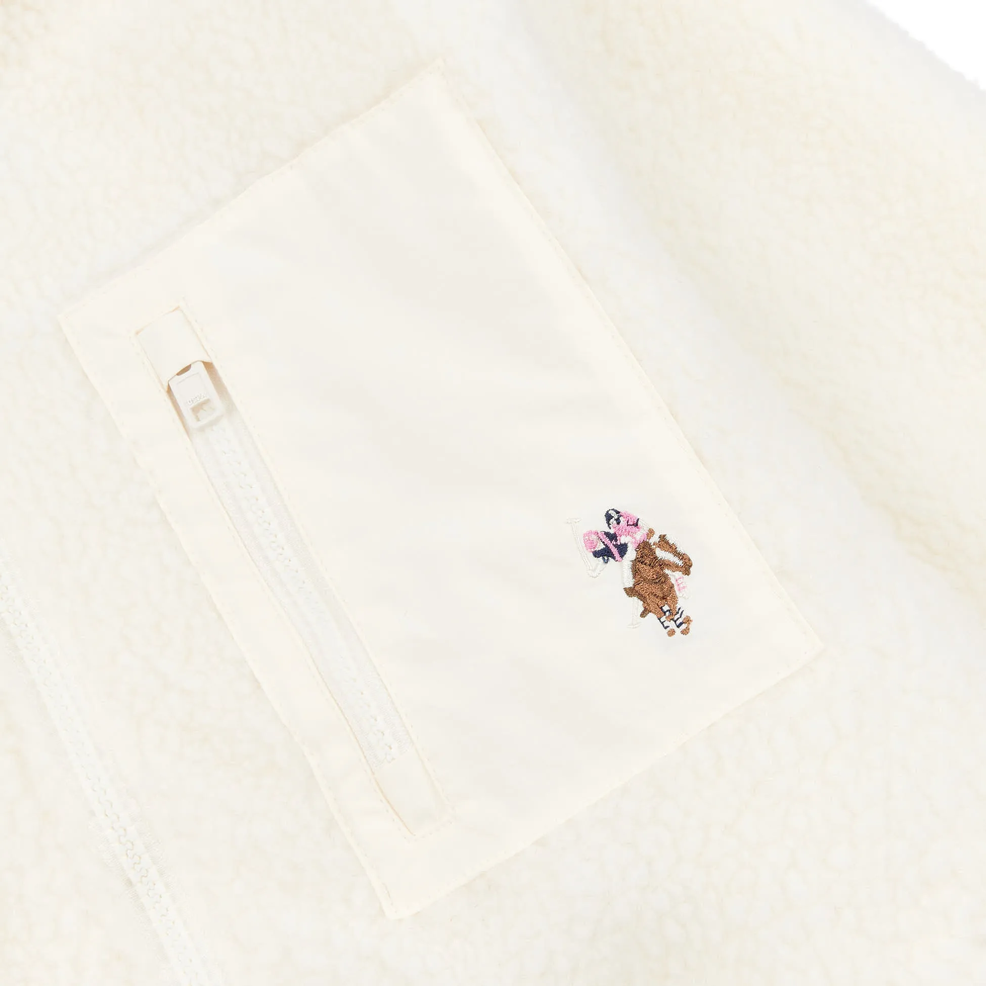 Womens Zip-Up Teddy Jacket in Marshmallow