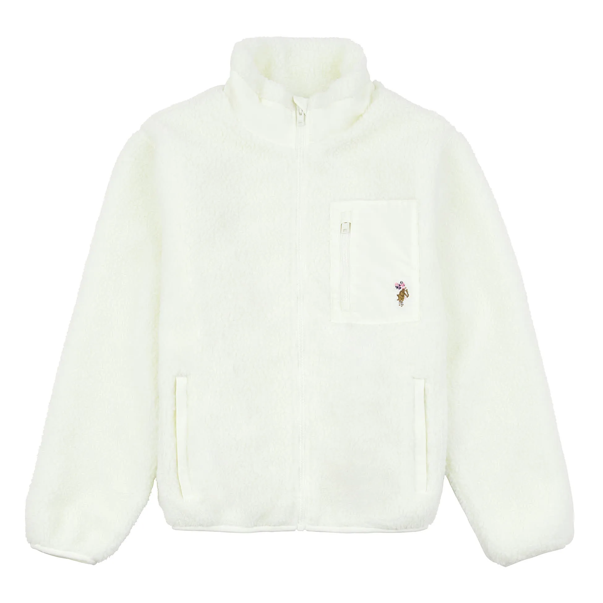 Womens Zip-Up Teddy Jacket in Marshmallow