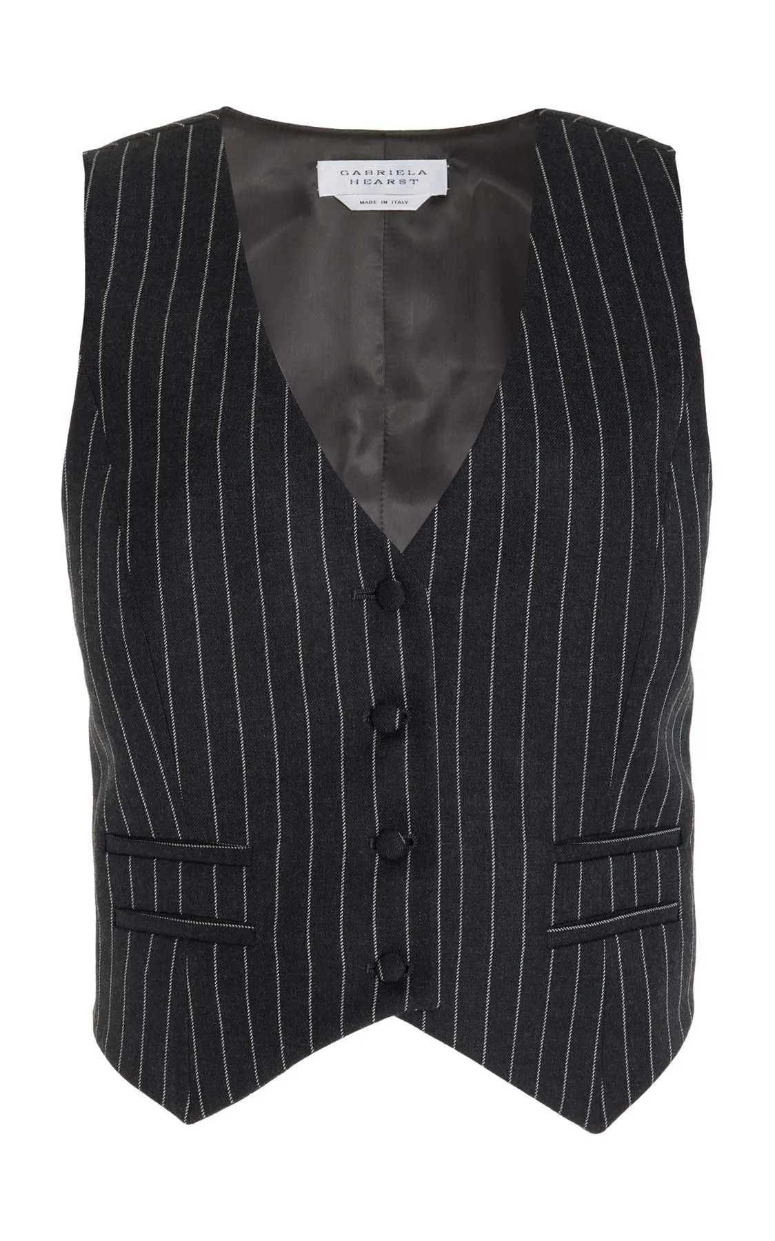 Zeta Vest in Grey Pinstripe Wool